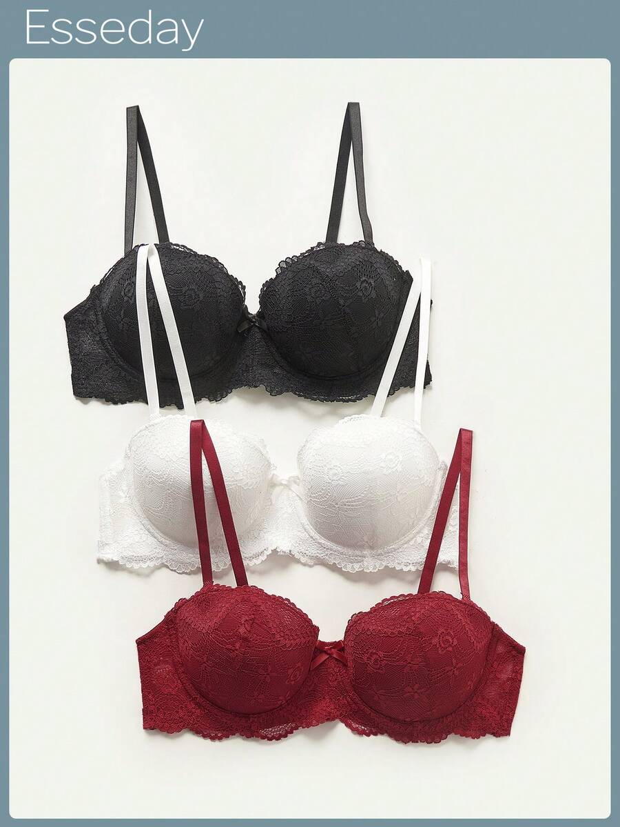 3 件装女士钢圈文胸，带不可拆卸衬垫罩杯 - 彩色 - 查看 1