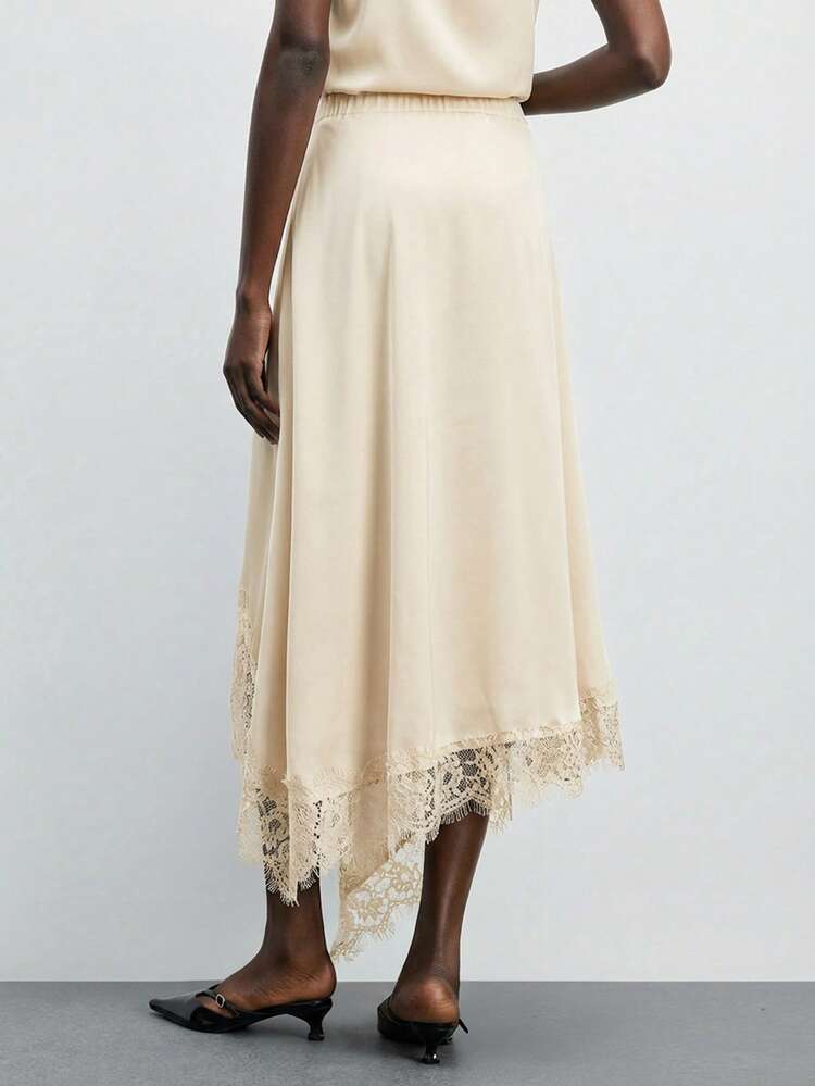 SHEIN Maija MAIJA Beach Crochet Trim Hollow Out Flowy Maxi Skirt