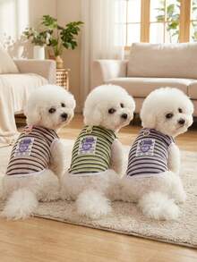 PETSIN Quần áo thú cưng mùa xuân mới, đồ dùng cho thú cưng, quần áo cho thú cưng, áo ba lỗ cho chó, áo thun cho mèo, trang phục cho gấu bông, trang phục cho động vật nhỏ, áo ba lỗ thường ngày mát mẻ, quần áo cho chó, quần áo cho mèo, áo ba lỗ hai mùa xuân hè mới. - Nhiều màu - Xem 2