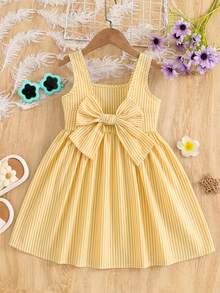 Emery Rose Kids Emery Rose Kids Young Girl Woven Striped Casual Camisole Dress Kids White And Yellow Coquette For Girls - Yellow - View 2