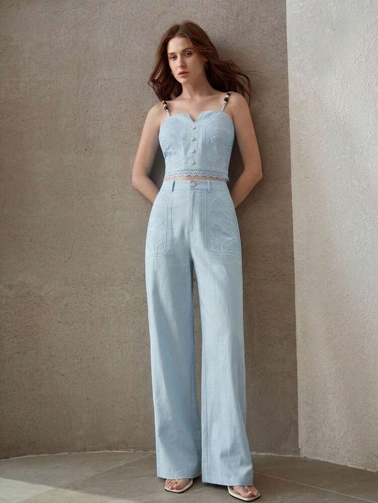 WOMEN'S RHOMBUS EMBROIDERED CAMISOLE