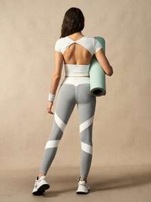 VARSIVA Áo thun thể thao nữ dáng croptop màu trơn thường ngày, áo thun thể thao croptop mùa hè - trắng - Xem 12