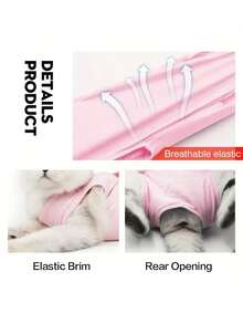 Bộ đồ phục hồi sau phẫu thuật triệt sản/thiến cho mèo cái và mèo con, mỏng nhẹ, thoáng khí, giúp ngăn ngừa mèo liếm sau phẫu thuật, thích hợp cho mùa xuân/hè. - Hồng - Xem 6