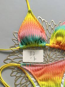 Costavie Swim Basics 两件套多巴胺花卉纹理挂脖三角文胸和侧系带比基尼泳裤性感泳衣套装，女士，春夏款 - 彩色 - 查看 4