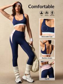 VARSIVA Bộ đồ thể thao nữ phối màu tương phản gồm áo ngực và quần legging cạp cao. - Nhiều màu - Xem 3