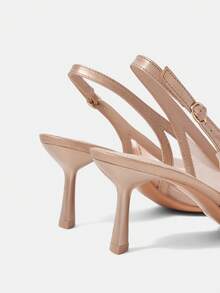 CUCCOO HITCHD 四季新款女鞋，刺绣钻石压花蝴蝶花朵设计，尖头细跟高跟鞋，优雅气质时尚网面女式高跟鞋，后跟提拉露跟鞋，优雅气质下午茶情人节派对婚礼服饰 - 卡其色 - 查看 4