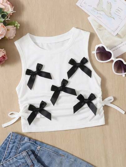 SHEIN Young Girl Solid Color Knit Casual Vest