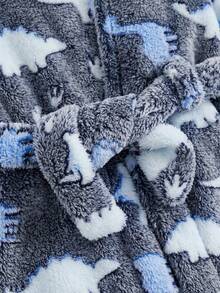 Cozy Pixies Áo choàng dài tay có mũ, buộc dây phía trước, chất liệu lông cừu dày dặn, họa tiết gấu hoạt hình, dành cho bé trai/bé gái sơ sinh. - Nhiều màu - Xem 3