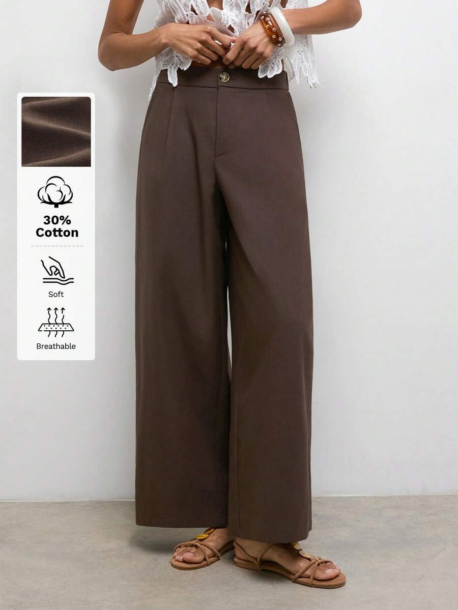 Maija 女士宽松褶皱休闲裤 - 棕色 - 查看 1