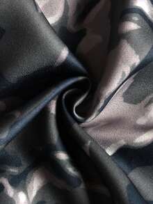 STYNVO 男士休闲宽松抽绳印花短裤，夏季时尚街头风 - 軍綠色 - 查看 5