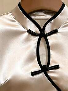 GlowEve 女士优雅短袖衬衫，纽扣设计，夏季 - 香檳色 - 查看 5