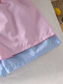 SHEIN 2pcs/Set Tween Girls' Colorful Striped Shorts, Fashionable And Stylish For Outings And Travel - Multicolor - View 12