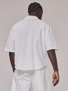 Musero Short Sleeve Dropped Shoulder Collared Button Through Broderie Shirt  Co Ord Top Only Spring Summer Essentials Holiday - Black and White - View 4