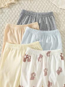 5件套新生儿可爱男女通用套装，连体衣+裤子+帽子，夏季 - 彩色 - 查看 4