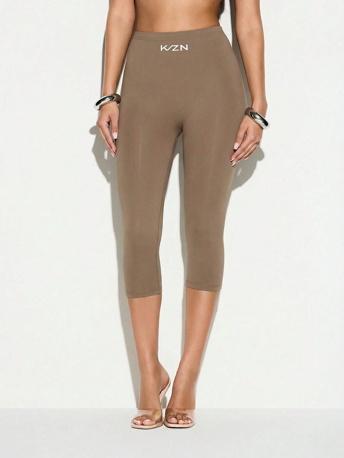 KIZN High Waisted Capri Leggings With Three Quarter Length