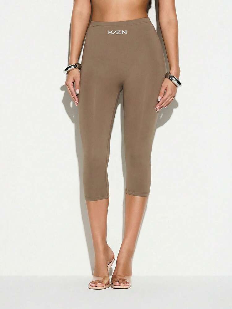 KIZN High Waisted Capri Leggings With Three Quarter Length