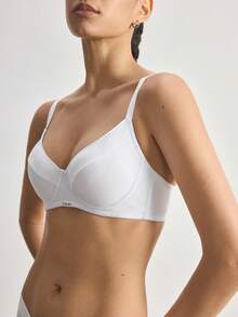 Ocili 1件装高档灰色无缝轻薄衬垫钢圈文胸，带侧支撑，女士款 - 白色 - 查看 7