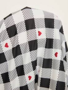 Dream Adore Plus Size Short Sleeve & Pants Casual Plaid Heart Print Pajama Set For Women - Multicolor - View 8