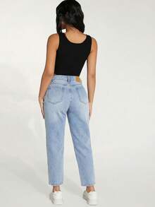 SHEIN PETITE Women's Casual Everyday Commute Minimalist Versatile Skinny Jeans - Light Wash - View 5