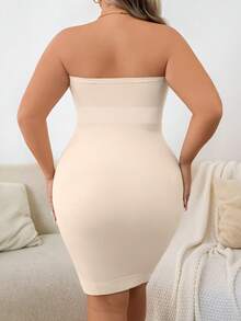 SHEIN Plus Size Women's Slimming Dress, Chest & Waist Compression, 1pc, Lift - Beige - View 2