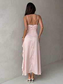 Aloruh Đầm ngủ satin xẻ tà eo, màu hồng nhạt, thanh lịch, gợi cảm, mềm mại, lãng mạn dành cho nữ, thích hợp cho buổi hẹn hò mùa hè. - Màu Hồng baby - Xem 3