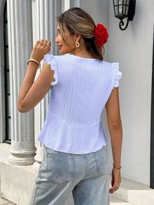 Pariaura 女士纹理面料蕾丝拼接无袖V领吊带背心，蕾丝边吊带背心，夏季吊带衫 - 淡紫色 - 查看 2