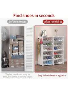 Assemblage simple d'un meuble à chaussures, armoire à chaussures, étagère de rangement en plastique, entrée anti-poussière, étagère de rangement multifonctionnelle pour la maison, solution de stockage économique - Noir - Voir 8