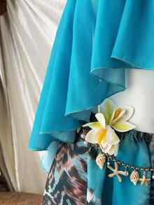 Sweetra Sexy Leopard Print Hollow Out Backless Dress For Music Festival - Blue - View 5