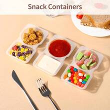 10PCS Double Compartment Condiment Container Reusable Snack Container 2 Condiment Containers With Lids Snack Pack Container Sauce Containers Condiment Containers With Used For Take-Out Condiments, School Supplies - Multicolor - View 4