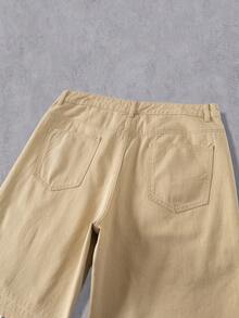 Manfinity Denimwave Unisex Retro American Multi-Pocket Cargo Soft Denim Jeans - Khaki - View 4