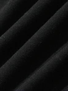 FRIFUL 纯色拼接薄纱波点网眼宽松休闲百搭T恤 - 黑色 - 查看 7