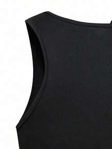 Manfinity Homme Manfinity 2 paquetes de camisetas de tirantes casuales versátiles de unicolor con cuello redondo para hombres, vacaciones - Negro - Ver 4