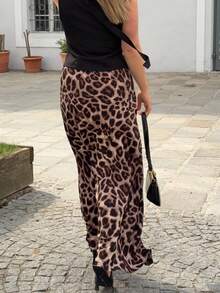 Jeta Ari 女士豹纹休闲长裙秋季款 - 咖啡棕 - 查看 2