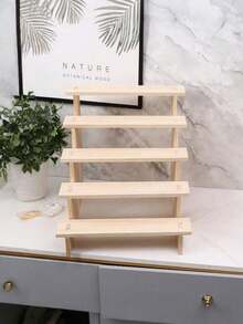 1pc Wooden Stepped Jewelry Display Stand, Accessories Display Rack, Jewelry Organizer For Live Stream Or Retail Display Back To School,Room Decor - Wood Yellow - View 2