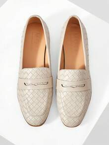 WOMEN'S SHOES EMBOSSED WHITE CASUAL FLAT SHOES - Dance White - View 3