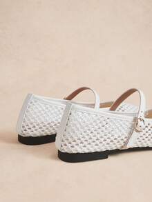 Rosivie Giày nữ kiểu Pháp thanh lịch, giày đế bằng bằng lưới thoáng khí, không gây bí chân, thoải mái thường ngày, thích hợp cho tiệc trà chiều, ngày lễ tình nhân. - Màu trắng 1 - Xem 5