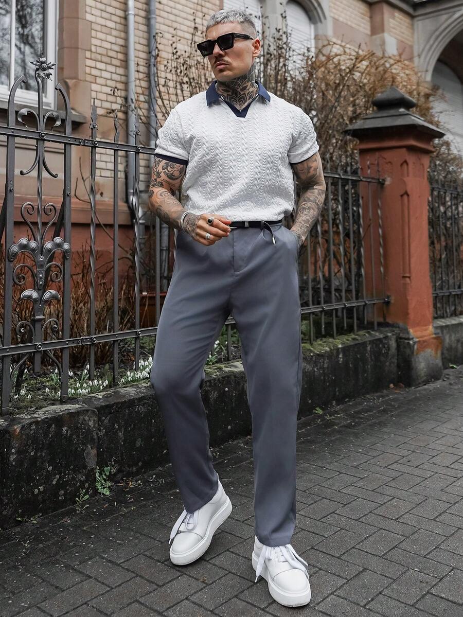 Artur Kramer 男士休闲商务西装裤 - 灰色 - 查看 1