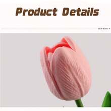 10/20 piezas Tulipanes artificiales de color rosa oscuro, tulipanes falsos realistas para decoración del Día de San Valentín, diseño de interiores del hogar, dormitorio, sala de estar y decoración de fiesta de cumpleaños - Rosa oscuro - Ver 3