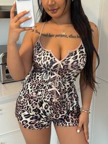 ZzzCrew Set Kamisol Bodycon Seksi Motif Leopard Ukuran Plus - MultiWarna - View 7