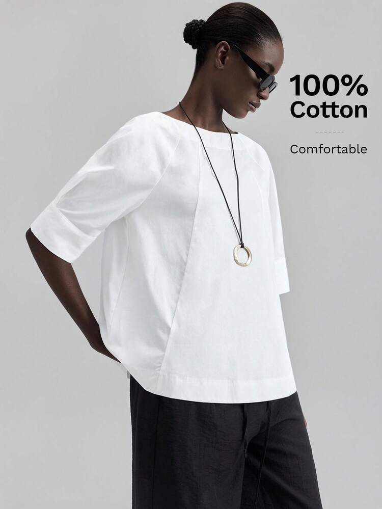 Blusa casual de mujer nueva para 2026SS, estilo campestre, para la oficina, citas, aeropuerto, fiestas, unicolor de manga corta, tela tejida, adecuada para el Día de San Valentín, temporada de bodas, invitados de boda, vacaciones, Día de San Valentín romántico, diseñada, corte holgado, primavera/verano, ropa de playa, blusa versátil de moda para mujer, ceremonia de graduación - Blanco - Añade 4