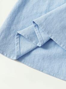 Maija Kids 1件装少女休闲优雅精致宽松梭织刺绣镂空荷叶边蓝色无袖连衣裙，适合日常穿着、返校、郊游、聚会、节日、春夏穿着。 - 藍色 - 查看 6