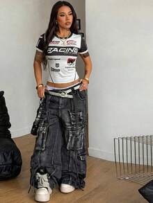 Coolane 巴西女士夏季街头风酷炫篮球球衣设计字母印花白色上衣 - 白色 - 查看 7