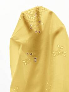 Travachic 黑色深V领梭织衬衫，喇叭袖，通体印花，波西米亚风系带上衣，适合度假、下午茶、婚礼季、海滩游轮假期、城市自驾游、波西米亚风假期、音乐节、海滩装扮、复活节、海滩等场合，优雅百搭。 - 黃色 - 查看 10