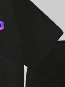 2件套少女街头风K-POP女团图案圆领短袖T恤+打底裤，适合春夏户外穿着 - 彩色 - 查看 3