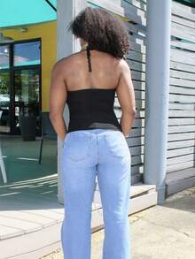 Steph T 夏季新款音乐节修身女式露背上衣 - 黑色 - 查看 2