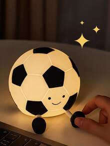 Teckwe Cute Football Silicone Night Light, Rechargeable Touch Control Night Lamp, Dimmable LED Bedside Light For Bedroom, Sports Themed Gift For Boys Girls - Black and White - View 8