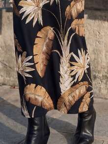 CAJUNI Đầm lửng hở lưng sang trọng kiểu dáng nghỉ dưỡng Golden Palms - màu đen - Xem 4