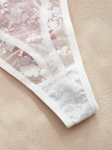 Charlaine 3 pièces/set Ensemble de strings transparents élégants et sexy à motif floral pour femmes - Multicolore - Voir 4