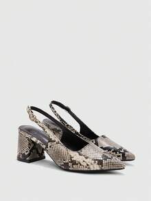 CUCCOO BIZCHIC Women Shoes Spring And Summer Simple Pointed Head About Snake Pattern Design Elegant Party Afternoon Tea Women Thick Heel Shoes - snake pattern - View 2