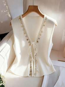 GlowEve Women's White Ribbed Shell Vacation Tank Top - White - View 1